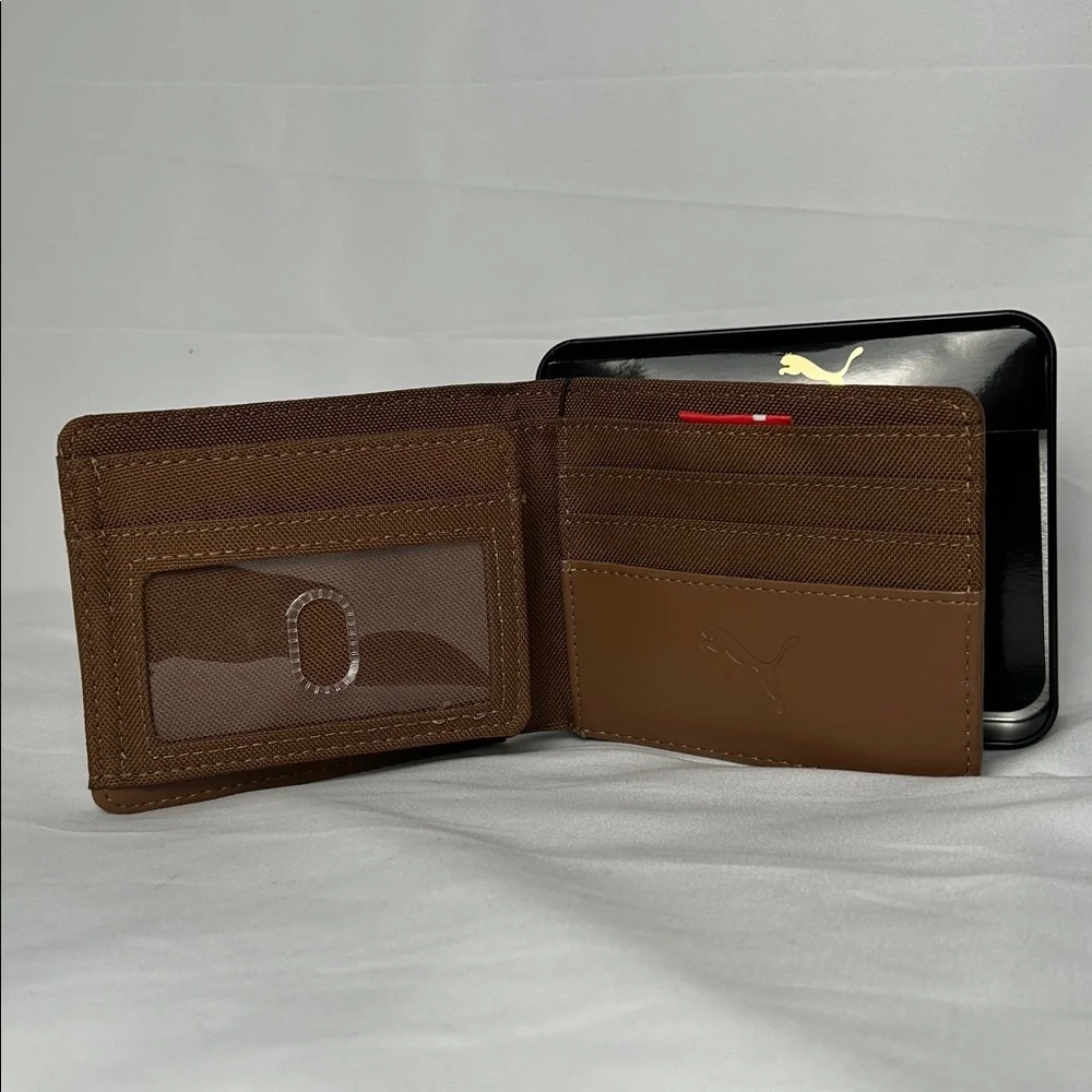 PUMA Cruise V2 espresso brown‎ leather textured bi-fold wallet
